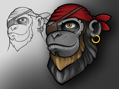 Gibbs Character - Final ape character illustration pirate