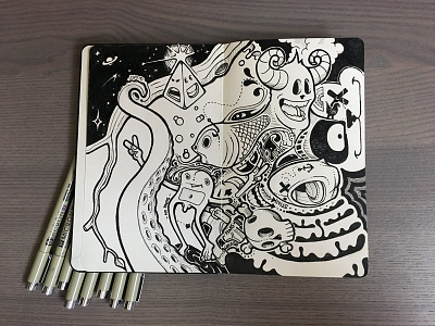 Moleskine Doodle arttherapy black doodle ink moleskine therapy white wip