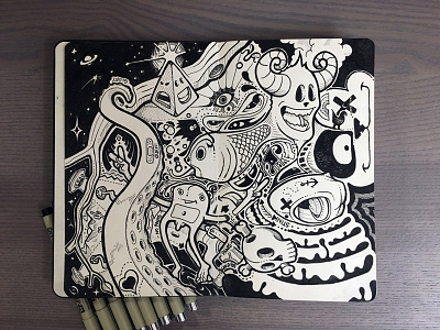 Vision Quest arttherapy black doodle ink moleskine therapy white wip