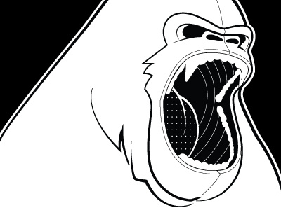 Gorilla Illustration Further Along and black concept gorilla growl illustration mean teeth white