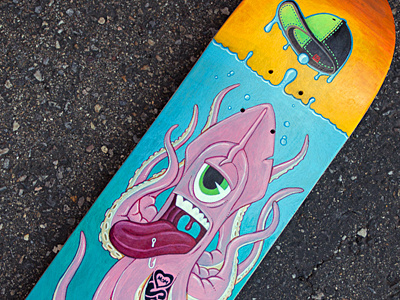 Squid Life art bello bordo bordobello character deck hat hook illustration ink painting skateboard sleeve squid tattoo