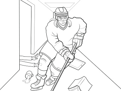 Office Athletes Illustration athletes character design hockey illustration line work office player sports