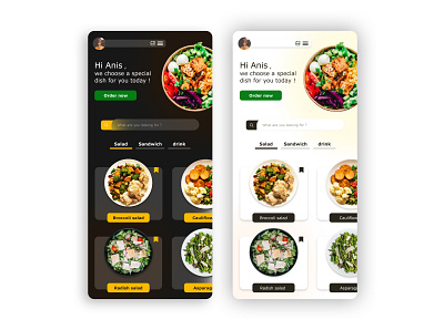 food application in two version app black branding bw design minimal ps ui uiux userinterface ux web white xd