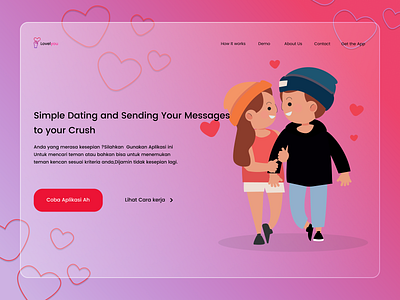 #Exploration LandingPage Herosection Apps Lovelyou apps couple dating design exploration friend glassmorphism hero image hero section landing page landing page illustration meet partner romantic ui ux valentine valentine apps web design