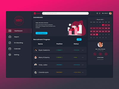 Dashboard for recruiter- Exploration clean dark mode dark ui dashboard design dashboard template dashboard ui exploration ui ui design user interface web design