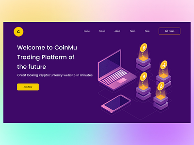 CoinMu - Herosection bitcoin blockchain btc clean crypto cryptocurrency cryptowallet currency eth ethereum exploration hero section interface landing page nft token ui user interface web design