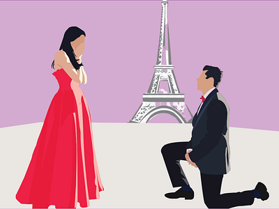 A very dreamy proposal in Paris illustration