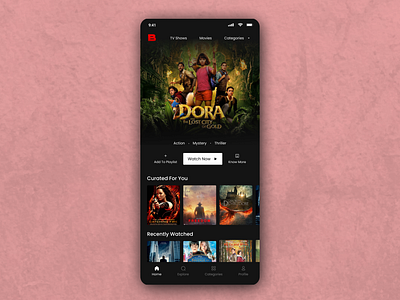 Streaming Service App Home-screen