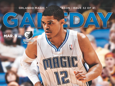 Gameday Mar. 3 12 basketball blue cover design fl gameday graphic design layout magazine magic nba orlando orlando magic print t12 typography