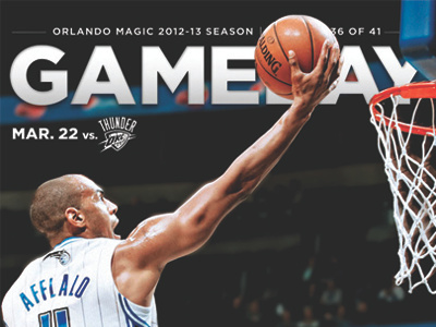 Gameday Mar. 22 afflalo basketball blue cover design fl gameday graphic design magazine magic nba okc orlando orlando magic print thunder