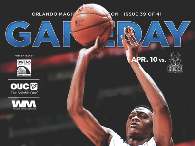 Gameday April 10 basketball blue cover design fl gameday graphic design magazine magic nba orlando orlando magic print