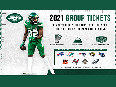 2021 GROUP TICKETS creative design football graphic design jets new york new york jets nfl nyc nyj typography