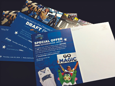Draft Party Direct Mail basketball blue design draft florida invite magic nba nba draft orlando orlando magic print