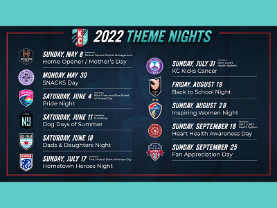 2022 Theme Nights creative design graphic design kansas kansas city kc current nwsl soccer typography