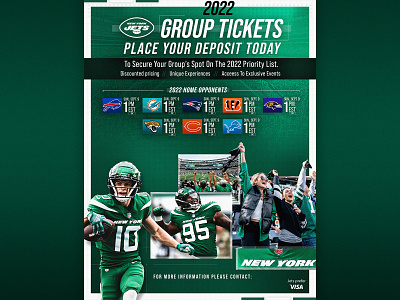 2022 Group Ticket Flyer creative design digital flyer graphic design new york new york city new york jets nfl photoshop powerpoint tickets typography