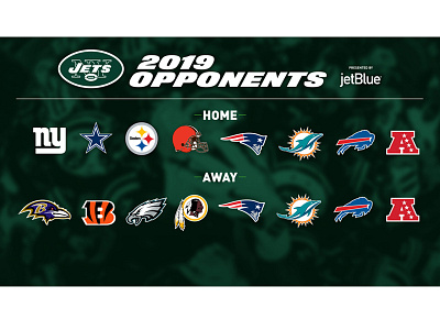 2019 Opponents 2019 digital football graphic design new york new york jets nfl schedule social media