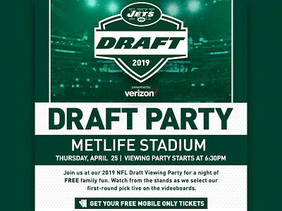 Draft Party Email design digital email graphic design jets new york new york city new york jets nfl nyj typography