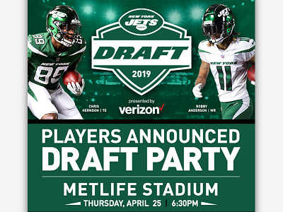 Draft Party - Players Announced digital email graphic design new york new york city new york jets nfl ny nyj typography