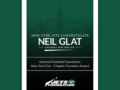 Congratulatory Ad design football graphic design jets new york new york city new york jets nfl nyc nyj print