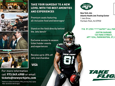 Club Mailer design direct mail football graphic design jets new york new york jets nfl nyc nyj print typography