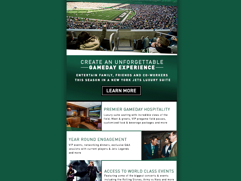 Suites Email design digital email email design football graphic design new york new york city new york jets nfl nyc nyj