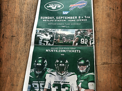 BILLS VS JETS FULL PAGE creative design football graphic design new york new york city new york jets nfl nyc print typography