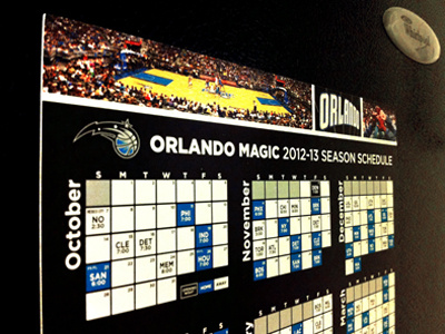 2012 Magnet Schedule basketball calendar design fl florida grassroots magic magnet marketing nba orlando orlando magic print schedule typography we will