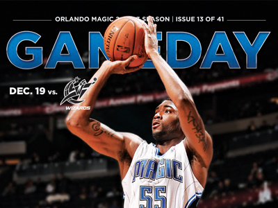 Gameday Dec.19 basketball blue cover design fl gameday graphic design magazine magic nba orlando orlando magic print washington wizards