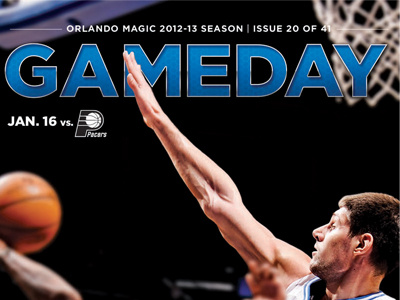 Gameday Jan. 16 basketball blue cover design fl gameday graphic design indiana magazine magic nba orlando orlando magic pacers print