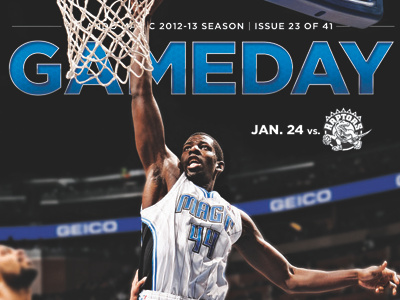 Gameday Jan. 24 basketball blue cover design fl gameday graphic design layout magazine magic nba orlando orlando magic print raptors typography