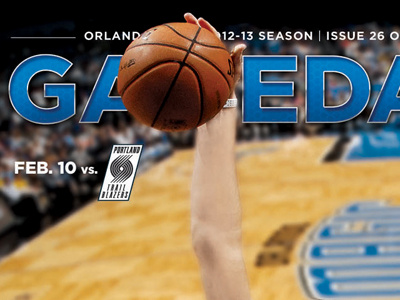 Gameday Feb. 10 basketball blue cover design fl gameday graphic design magazine magic nba orlando orlando magic print