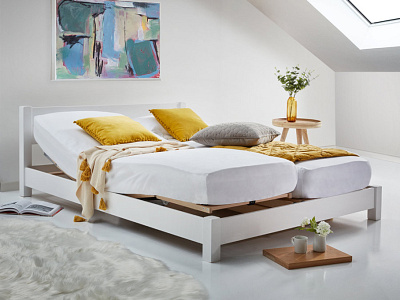 Giường chân thấp sơn trắng bed bedroom giường gỗ giường ngủ wood bed