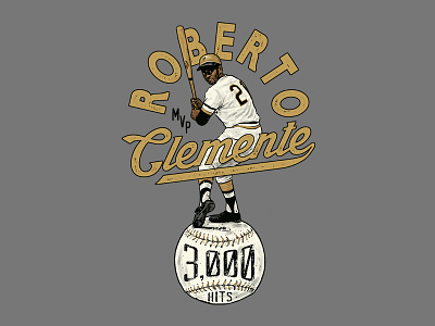 CLEMENTE 3000 apparel baseball doublestruck designs graphic design illustration merch mvp vintage