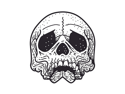 Skull black and white bone head graphic design skull stippling