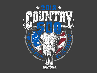 Country 500 apparel daytona doublestruckdesigns festival graphic design illustration merch music skull
