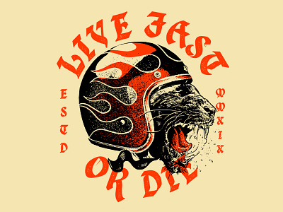 Live Fast Panther fast graphic design helmet illustration illustration art motorcycle panther