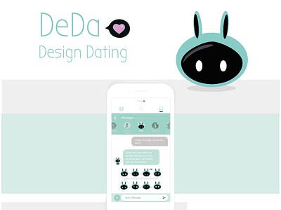 DeDa Design Dating app blue bot branding dating graphic design logo love messenger rabbit turqouise ui usagi
