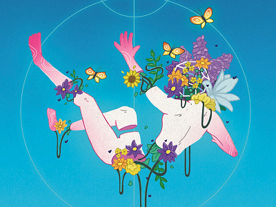 Spilling My Guts butterfly flowers glow illustration plant sad vaporwave