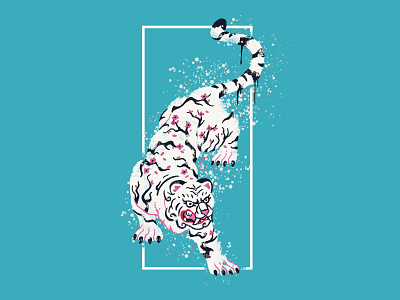 Cherry Blossom Tiger aesthetic cherry blossom pro create retro splatter tattoo tiger vaporwave