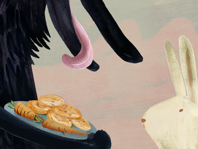 Illustration detail biscuits carrot childrens illustration gouache hungry illustration kids misheard lyric rabbit wolf