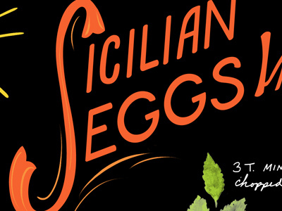 Sicilian Eggs Recipe hand drawn illustration lettering recipe typography