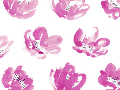 Desert Blooms Pattern WIP flower illustration ink pattern process surface design watercolor wip