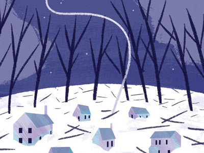 "Return to Power" benjamin editorial franklin house illustration night philadelphia snow trees winter