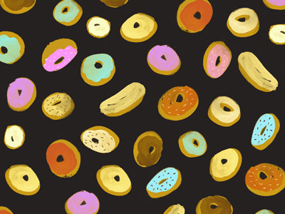 Doughnut Pattern doughnuts gouache pattern repeat tossed