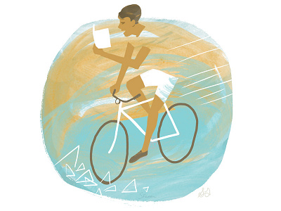 Reading & Biking? bike book cycling dangerous distracted illustration man reading spot