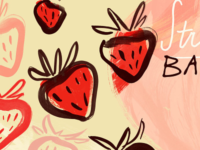 Illustrated Recipe WIP dessert food illustration ink painterly strawberry