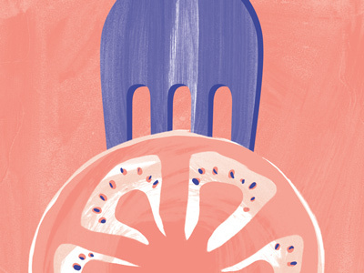 Tomato fork illustration spot color tomato