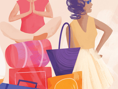 Editorial Illo editorial illustration luggage suitcase travel wip women