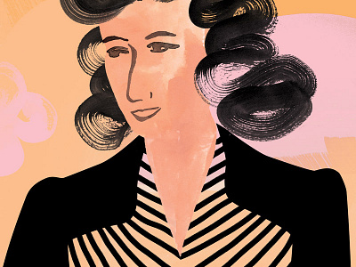 Portrait #2 1940s illustration ink stripes woman