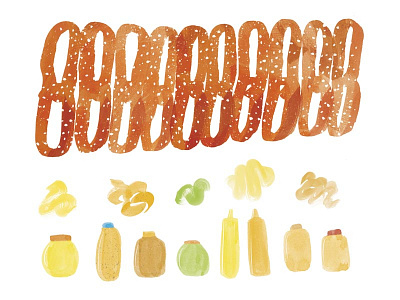 Philly Pretzels sketch blob food illustration illustration mustard philadelphia salt squirt street food